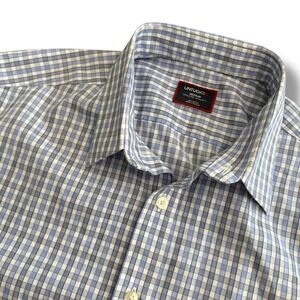 UNTUCKit Men's Medium Blue Gingham Short Sleeve Wrinkle Free Cotton Dante